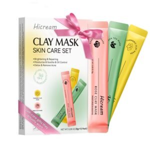 Turmeric Clay Mask, Rose Face Mask & Green Tea Mud Mask 12 PCS – Spa Facial Mask Set Gift for Women & Men, Skin Care Set for Deep Cleansing, Moisturizing, and Refining Pores,Travel-Friendly & Portable