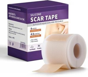 HPUFKOT Medical Grade Silicone Scar Sheets, (1.6″ x 60″ Scar Roll-1.5M) – Reusable Scar Removal Tape Strips for Surgical,C-Section,Tummy Tuck,Keloid Scars Keloid Bump Removal (Natural)