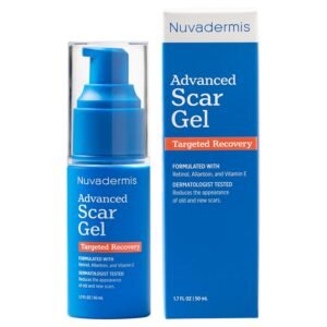 NUVADERMIS Scar Gel – Scar Cream for Surgical Scars – Transparent Gel Formula with Retinol and Vitamin E – Acne Scar Treatment, Keloid Scar Treatment, Scar Removal Cream – 1.7 Fl Oz, 1 Pack