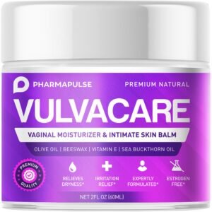 Pharmapulse Vaginal Moisturizer, Vulva Balm Cream, Intimate Skin Care, Menopause Support – Relieves Dryness, Itching, Burning, Redness, Chafing, Odor, Irritation – Estrogen Free 2oz