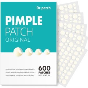 Pimple Patches for Face – 4 Size 600 Counts Acne Patches, Hydrocolloid Patches for Covering Zits and Blemishes, Spot Stickers with Salicylic Acid, Tea Tree Oil & Calendula Oil