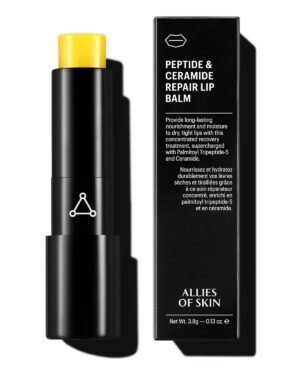 Allies of Skin Peptide & Ceramide Repair Lip Balm Treatment – with Palmitoyl Tripeptide-5, Ceramide NP, Sea Buckthorn, Avocado & Sunflower Seed Oil, Shea Butter, Vitamin C & E. 3.8g/ 0.13 oz