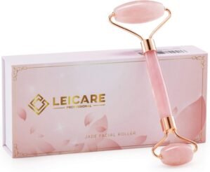 Jade Roller for Face – Rose Quartz Face Roller Skin Care – Stone Facial Roller, Face Massager for Women, Relieve Stress, Remove Wrinkles Eye Puffiness