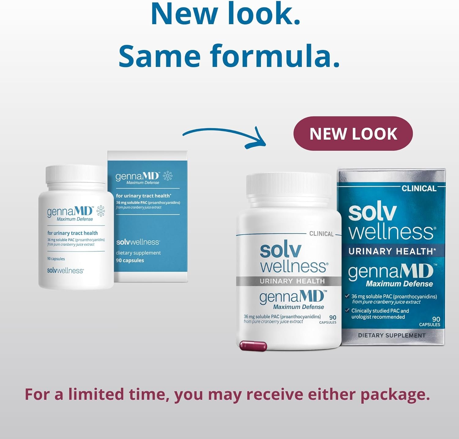 Solv Wellness GennaMD – Maximum UTI Defense – 36 mg Soluble PAC from 100% Cranberry Juice Extract – Highest PAC Concentration in a Small, Easy-to-Swallow Capsule – 90 Capsules