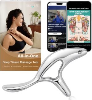 lifechill Trigger Point Massage Tool for Deep Tissue Massage & Gua Sha, HSA Muscle Scraper Tool for Full Body Pain Relief, FSA Eligible Items Thumb Saver Acupressure Tool, Mothers Day Gifts for Women