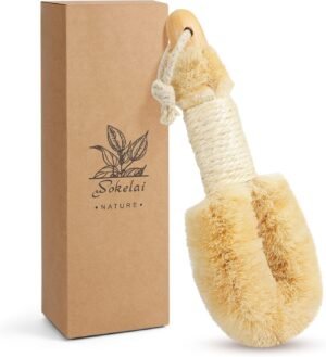 Dry Brushing Body Brush for Skin – Exfoliating Body Scrubber Brushes Natural Sisal Bristle for Lymphatic Drainage Cellulite Body Exfoliator for Bath Shower to Improve Circulation Stop Ingrown Hairs