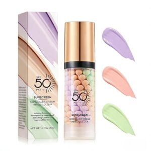 3 In 1 Primer for Face Before Makeup, SPF 50 PA+++, Sunscreen Isolation Cream, One Step Color Corrector Primer, Blurs Facial Serum Oil Control & Moisturizing Skin Tone Correcting, Radiance Skin