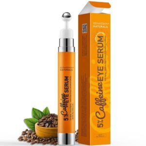 Enaskin Naturals 5% Caffeine Eye Serum with 360° Cooling Roller – Under Eye Treatment for Dark Circles and Puffiness – Retinol, Niacinamide & Collagen for Fine Lines & Eye Bags – 0.56 oz