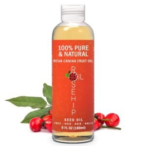 Pursonic 100% Pure Cold-Pressed Rosehip Oil – 6 FL oz Moisturizing Facial Oil for Face, Hair, Skin & Nails,Anti-Aging, Hydrating, Brightening, Scar & Stretch Mark Care – Pack of 1