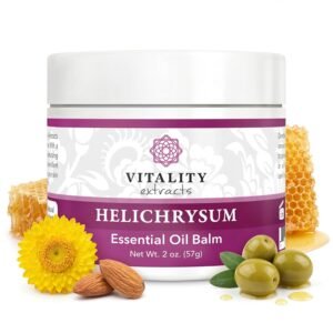 Vitality Extracts Helichrysum Balm – 2oz, Helichrysum Gymnocephalum, Beeswax, Almond Oil, Ultra-Moisturizing, Skin Healing, Full Body Hydration