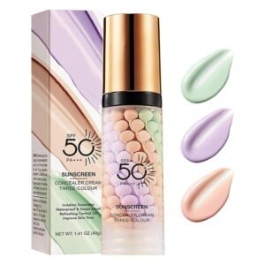 3 In 1 Primer for Face Before Makeup, SPF 50,Sunscreen Isolation Cream Face Tinted Moisturizer, One Step Color Corrector, Makeup Primer Oil Control & Concealer Skin Tone Correcting,Radiance Skin