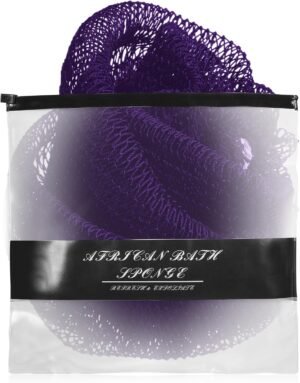 African Net Sponge Authentic for Exfoliating – Extra Knots for Deep Cleansing & Back Scrubbing – Body Scrubber Washcloth for Women & Men – Daily Shower Exfoliator for Smooth, Glowing Skin(Purple)