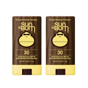 Sun Bum Original Spf 30 Sunscreen Face Stick Vegan and Hawaii 104 Act Compliant (Octinoxate & Oxybenzone Free) Broad Spectrum Moisturizing Roll-on UVA/UVB Sunscreen With Vitamin E 2 Pack