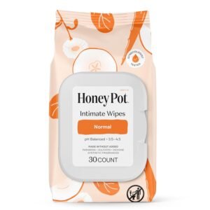 The Honey Pot Company – Feminine Wipes – Daily PH Balancing, Fragrance & Sulfate Free Wipes for Intimate Parts, Body, or Face – Hygiene Products – Normal 30 ct
