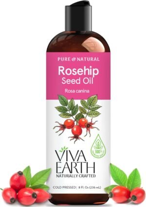 Rosehip Oil – 100% Pure & Natural Cold Pressed Rosehip Oil for Face | Lightweight, Fast-Absorbing | Face & Skin, Hair & Scalp, Gua Sha Massage, for All Skin Types, 8 Fl Oz