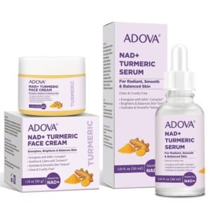 2-Pack Nad+ Turmeric Face Serum &Turmeric Cream Set, for Cleanses Skin, Moisturizing And Repairing, Natural Turmeric Brightening, Moisturizes Dull And Dry Skin, Anti-Aging