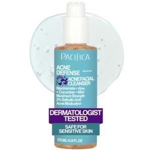 Pacifica Acne Defense Face Wash – Deep Pore Purifying Face Cleanser – w/ 2% Salicylic Acid, Pore Reducing Niacinamide & Inflammation Reducing Cucumber – for Sensitive Skin Vegan Dermatologist Tested