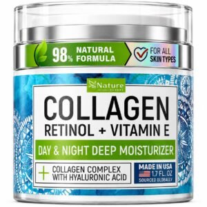 Collagen Cream for Face with Retinol – Anti Aging & Wrinkle Face Moisturizer – Day-Night Facial Moisturizer for Skin Firming & Tightening – Hyaluronic Acid & Vitamin E Care for Women & Men – 1.7oz
