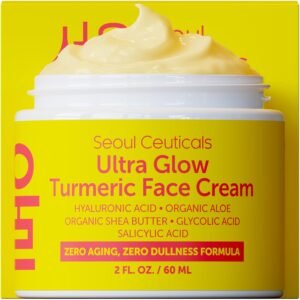 SeoulCeuticals Korean Skin Care Turmeric Cream – Face Moisturizer for Dull Dry Skin – Korean Skincare K Beauty for Glass Skin 2oz