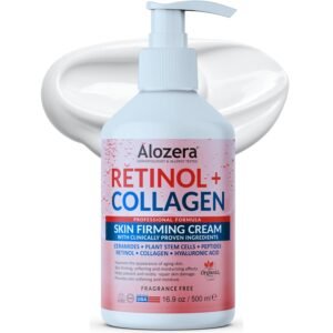 Alozera Firming Body Lotion, Retinol & Collagen Anti-Aging Body Moisturizer, Lightweight & Fast Absorbing Lotion for Crepey Skin, Improves Skin Elasticity, No Added Fragrance, 16.9 oz