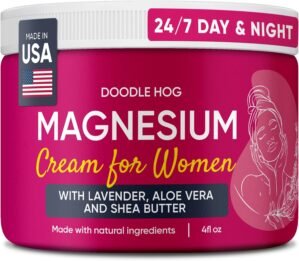 DOODLE HOG Magnesium Cream for Women Lavender Scent – Soothing Relief & Relaxation with Calendula, Aloe Vera, Shea Butter – Topical Magnesium Cream for Sleep – USA Made – (4 oz, Lavender)