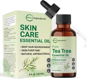Micro Ingredients Pure Tea Tree Essential Oil, 8 fl oz | Premium Grade Liquid Drops | DIY for Natural Aromatherapy, Soap, Diffuser, Candles, Body & Scalp Massages | Purifying & Refreshing Aroma