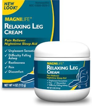 MagniLife Relaxing Leg Cream, 4 Oz, Fast-Absorbing Topical Moisturizing Cream with Lavender & Magnesium, Non-Greasy, Bedtime Body Care