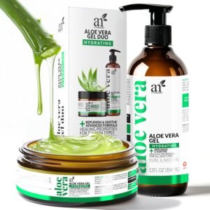 artnaturals Aloe Vera Gel Set – JUMBO 20oz – Sunburn Relief & Hydration for Face, Body, Scalp & Hair – Calming Moisturizer After Sun Exposure – Freshly Harvested within 12 Hours