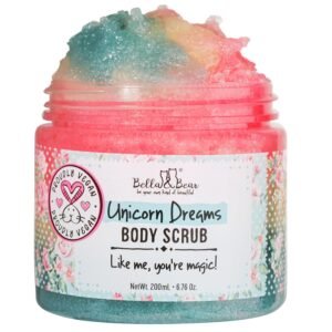 Bella & Bear Unicorn Dream Body Scrub – Vegan, Cruelty-Free, Paraben-Free Exfoliating Sugar Scrub for Smooth Skin – Mango, Pineapple & Vanilla