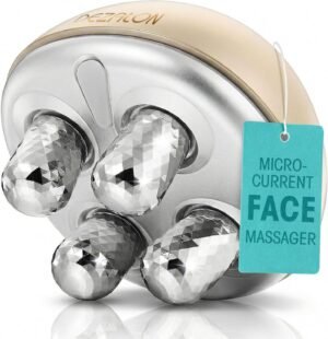 Microcurrent Facial Device, Face Massager Tool, Eye and Neck Massager, Face Roller, Beauty Tools for Relaxing Facial Massage and Skin Care Routine, Gold Color