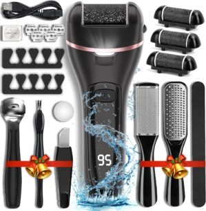 Wea&Hea Electric Callus Remover for Feet with 3 Roller Heads 2 Speed Rechargeable Waterproof Professional Pedicure Kit 17 in 1 Foot File Tools Perfect for Dead Hard Cracked Dry Skin