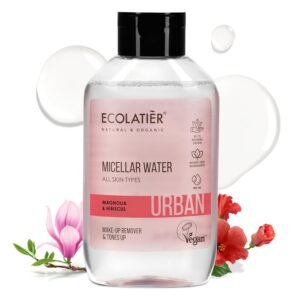 Micellar Water for Sensitive Skin with Organic Aloe Vera – 99.1% Natural Ingredients, Vegan, Hydrating Facial Cleanser & Micellar water Makeup Remover – 13.5 Fl Oz (Magnolia for All Skin Types)