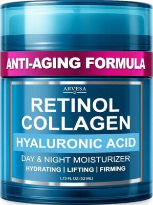 Retinol Cream for Face – Anti-Aging Moisturizer Wrinkle Cream with Collagen & Hyaluronic Acid – Face & Neck Moisturizer for Firming, Hydration & Smooth Skin – Day & Night Skin Care for Women & Men