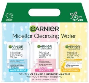 Garnier SkinActive Micellar Water, Facial Cleanser and Makeup Remover Mini’s 3 Pack, 1 Skin Care Gift Set