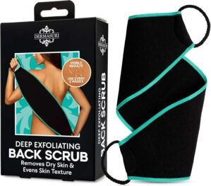 Dermasuri – Deep Exfoliating Back Scrubber – Bath & Shower Back Scrub – Body Exfoliator Scraper Tool – Deep Exfoliation Body Cleaner for Shower – 27″ Long, 8″ Wide