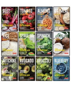 DERMAL Super Food Face Masks Skincare- 12 Pack Facial Sheet Mask for a Glowing Refreshing Skin- Moisturizing Sheet Masks for Face Enriched with Natural Ingredients for All Skin Types