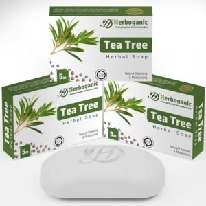HERBOGANIC Tea Tree oil Herbal Soap | Pack of 3 of 5oz soap Bar | Natural Bar Soap for Face and Body | Hydrating and Nourishing | Suitable for Men and Women