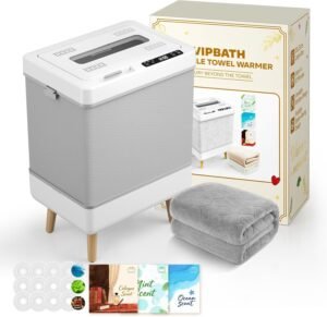 35L Towel Warmer for Bathroom, Family-Sized Foldable Design with Window, Dual Safety Shut-Off for Overheat and Tip-Over, 12 Aroma Discs, Towel Heater for Oversize Bathrobes Blankets