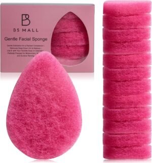 BS-MALL Facial Sponge 12 Pcs – Exfoliating Face Scrubber for Deep Cleansing, Removes Blackheads, Reusable Design, Perfect for Skin Care Routine (Hot Pink-Soft Texture)