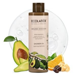 ECOLATIÈR Shower Oil – Organic Avocado Oil – Moisturizing & Nourishing Body Wash for Women, 95.5% Natural, Vegan, for Sensitive Skin – 8.5 Fl Oz (Avocado oil)