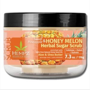HEMPZ Sugar Body Scrub All Natural Exfoliating Shea Butter, Sugar, and Salt – For Women, Men, and Teens, 7.3 fl oz (Pineapple & Honey Melon)