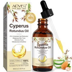 Cyperus Rotundus Oil for Hair Removal, 100% Pure Natural Body and Facial Hair Removal for Women, Reduces Unwanted Hair Growth After Shave, Shrink Pores, Hydrates, Soothes and Repairs Skin
