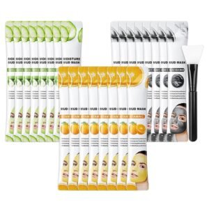 24 Pcs Clay Face Mask with Brush,Hydrating Mud Face Mask Set,Deep Cleaning Oil Control Clay Facial Masks for Blackheads Remover,Mud Facial Masks Skincare Gift Set