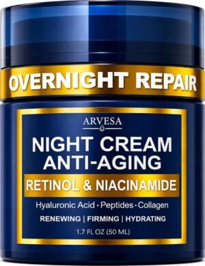 Night Cream for Women Anti Aging – Night Moisturizer for Face with Retinol, Peptides, Niacinamide – Anti-Wrinkle, Firming & Hydrating Skin Care – Fragrance-Free, Non Greasy Overnight Face Cream