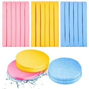 Patelai 120 Pieces Compressed Facial Sponge for Estheticians Face Makeup Removal Cleansing Sponge Pad Exfoliating Spa Wash Round Facial Cleansing Pads Supplies(Pink, Yellow, Blue)
