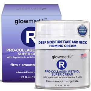 Glowmedik Retinol Cream for Face – Anti-Aging Moisturizer for Aging Skin & Deep Wrinkles – Anti-Wrinkle Formula with Collagen & Hyaluronic Acid – Night Cream for Women & Men – Made in USA – 1.7 fl oz