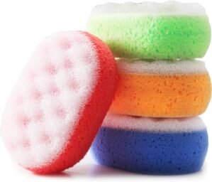 MartiniSPA Italian Made Energizing Body & Bath Sponge – 3 Pack All-in-One Body Sponge & Gommage Deep Exfoliating Scrub, Skin Care for Women and Men – Assorted Colors