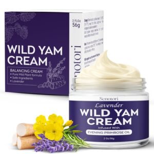 Lavender Wild Yam Cream for Women Hormone Balance, Evening Primrose infused for Menopause Support, Moisturizing Self Care for Hot Flashes, Night Sweats, Relaxation Gifts for Women