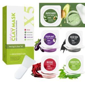 10 Pods Clay Facial Mask Set – Rose, Green Tea, Eggplant, Avocado, Dead Sea Mud, Mud Mask Deep Pore Cleansing Acne Blackhead Removal Men & Women Face Mask Skin Care,Two To Three Times A Week.