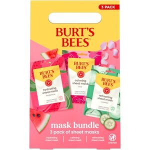 Burt’s Bees Mothers Day Gifts, Face Mask Bundle Set, Hydrating Watermelon, Calming Rose, & Refreshing Cucumber, Face Sheet Masks for Single Use Skin Care, 99% Natural Origin, 3 Count, 0.33oz Each